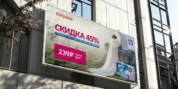 Билборд розничной сети на фасаде здания