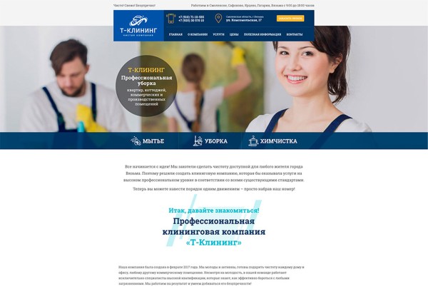 клининговая компания &laquo;Т-Клининг&raquo; — скриншот сайта